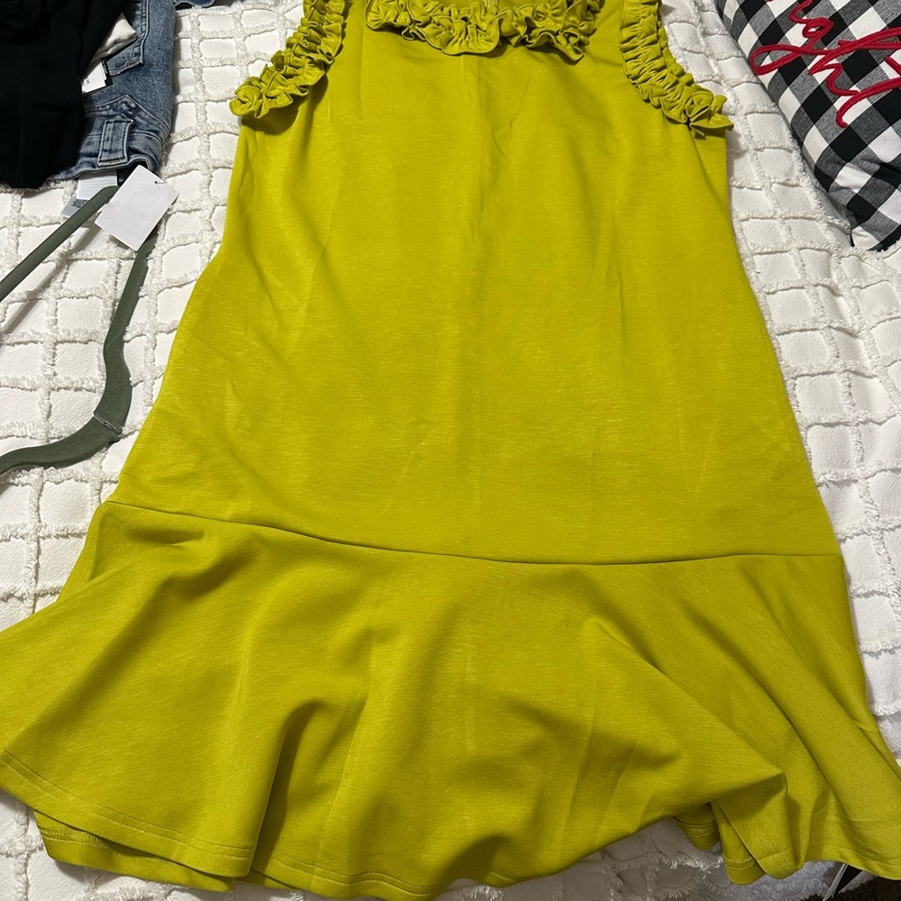 Vibrant chartreuse  Sleeveless Dress